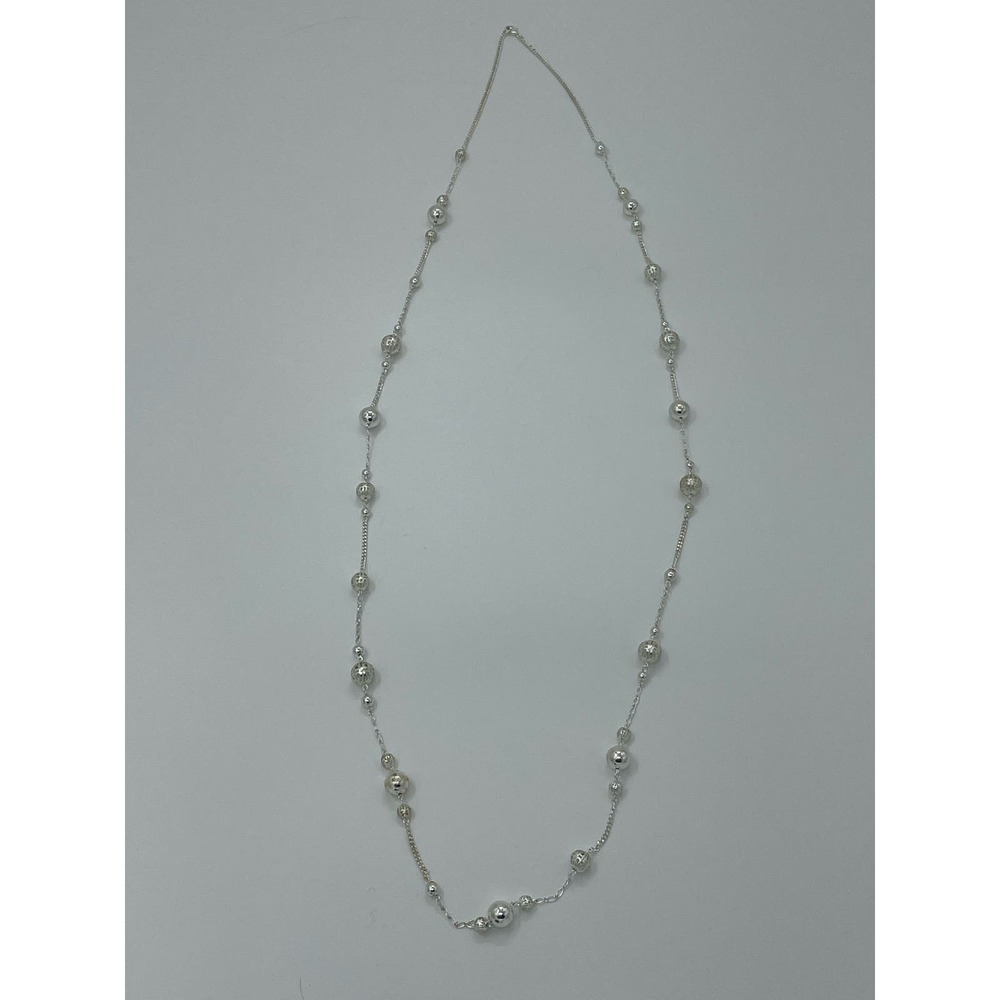 Silver colored extra long necklace costume jewelry